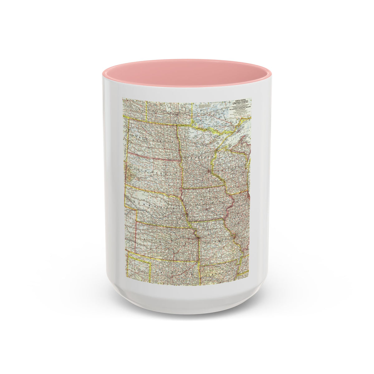 USA - North Central (1958) (Map) Accent Coffee Mug