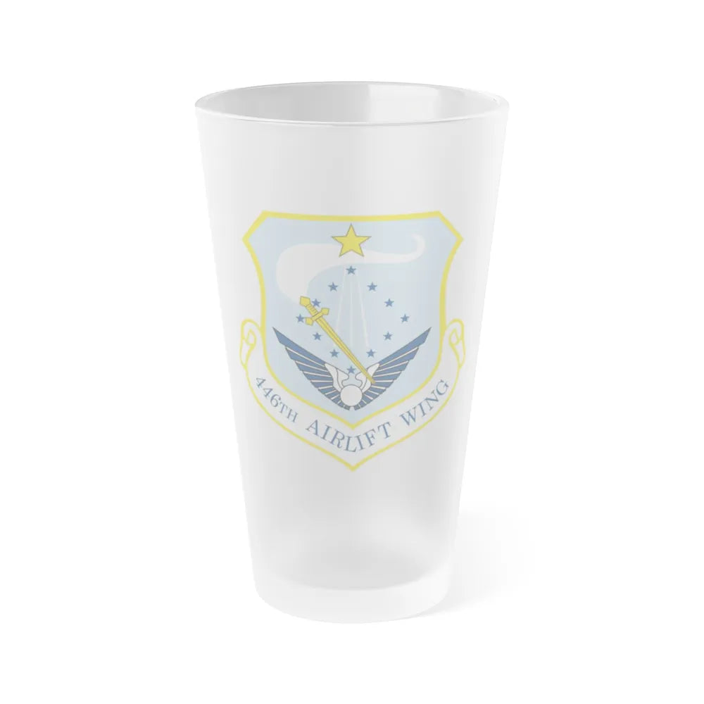 446th Airlift Wing (U.S. Air Force) Frosted Pint Glass 16oz-Go Mug Yourself