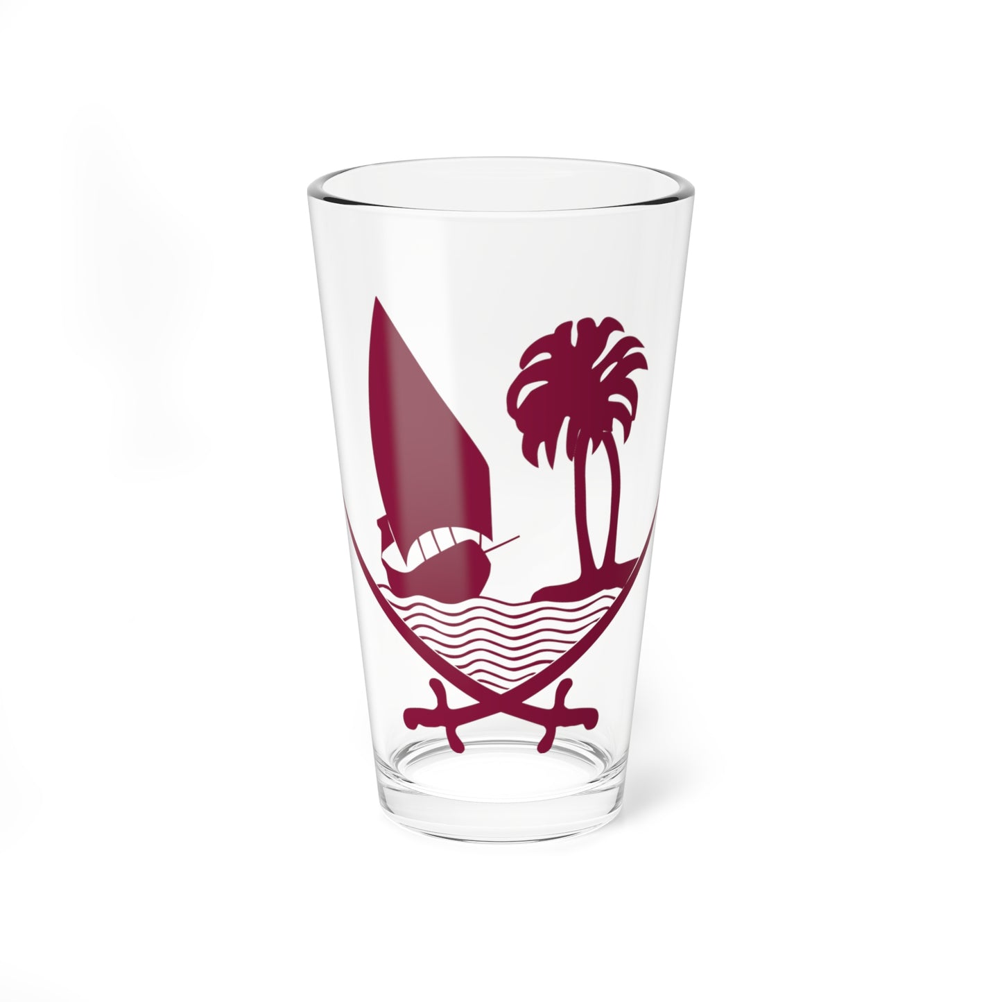 Emblem of Qatar-2022 (Qatar) (Coat of Arms) Pint Glass 16oz