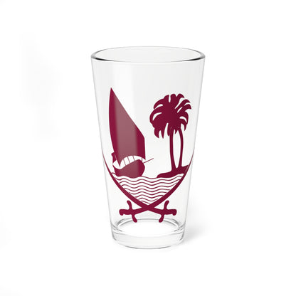 Emblem of Qatar-2022 (Qatar) (Coat of Arms) Pint Glass 16oz