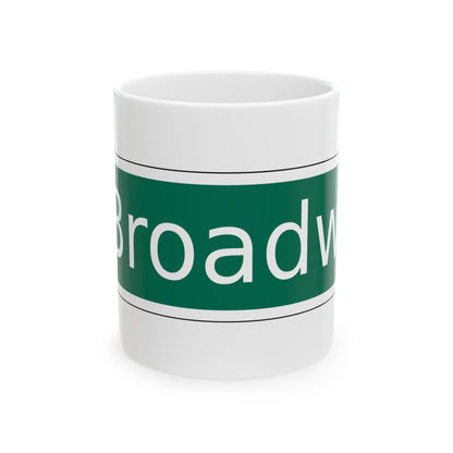 NYCDOT West Broadway Sign (New York) (Road Sign) White Coffee Mug