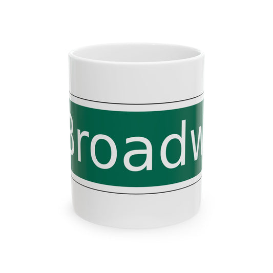 NYCDOT West Broadway Sign (New York) (Road Sign) White Coffee Mug