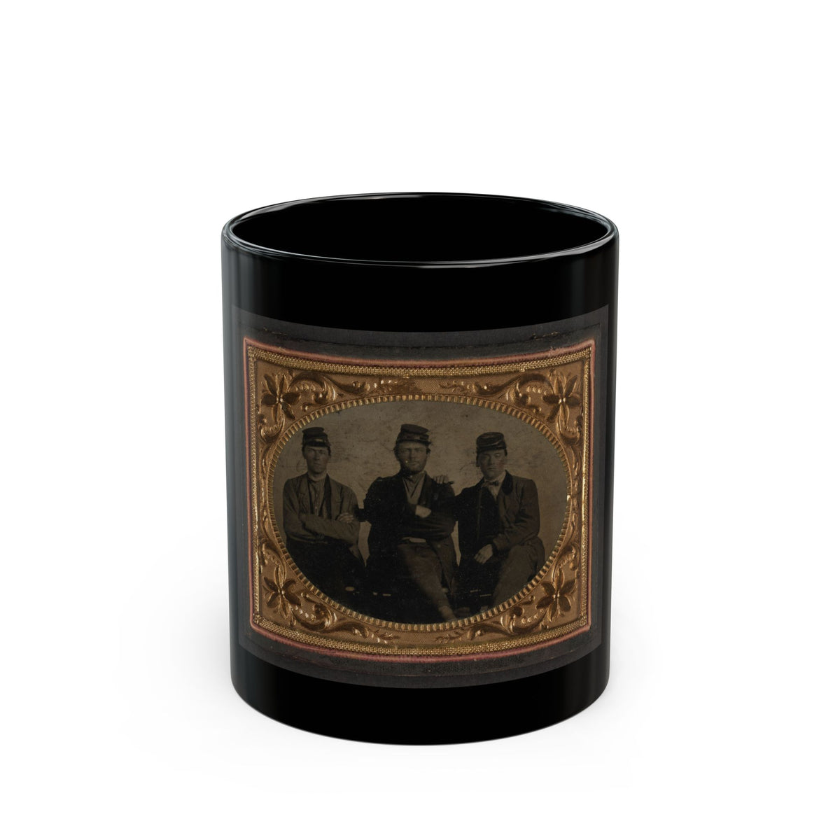 Three Unidentified Soldiers (U.S. Civil War) Black Coffee Mug