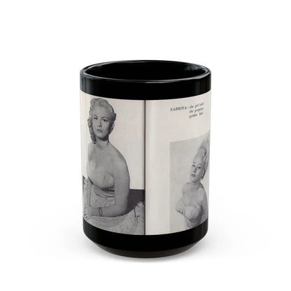 Norma Sykes #161 - 66 PHOTOGRAPHS OF Sabrina U.K. Pocket Mag. Pages 52 & 53 (Vintage Female Icon) Black Coffee Mug-15oz-Go Mug Yourself