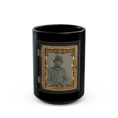 Unidentified Soldier In Confederate Uniform And Crescent City Guards Of New Orleans Kepi (U.S. Civil War) Black Coffee Mug