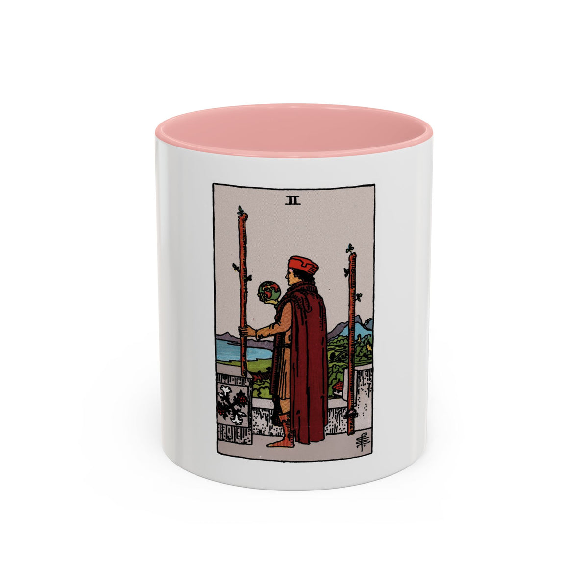 The 2 of Wands (Tarot Card) Accent Coffee Mug
