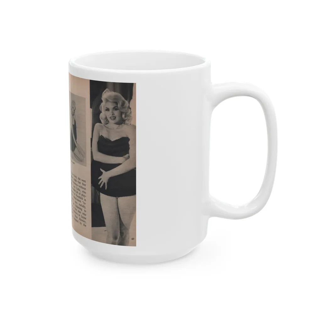 Jayne Mansfield #303 - JAYNE Pocket Magazine Pages 50 & 51 (Vintage Female Icon) White Coffee Mug-Go Mug Yourself