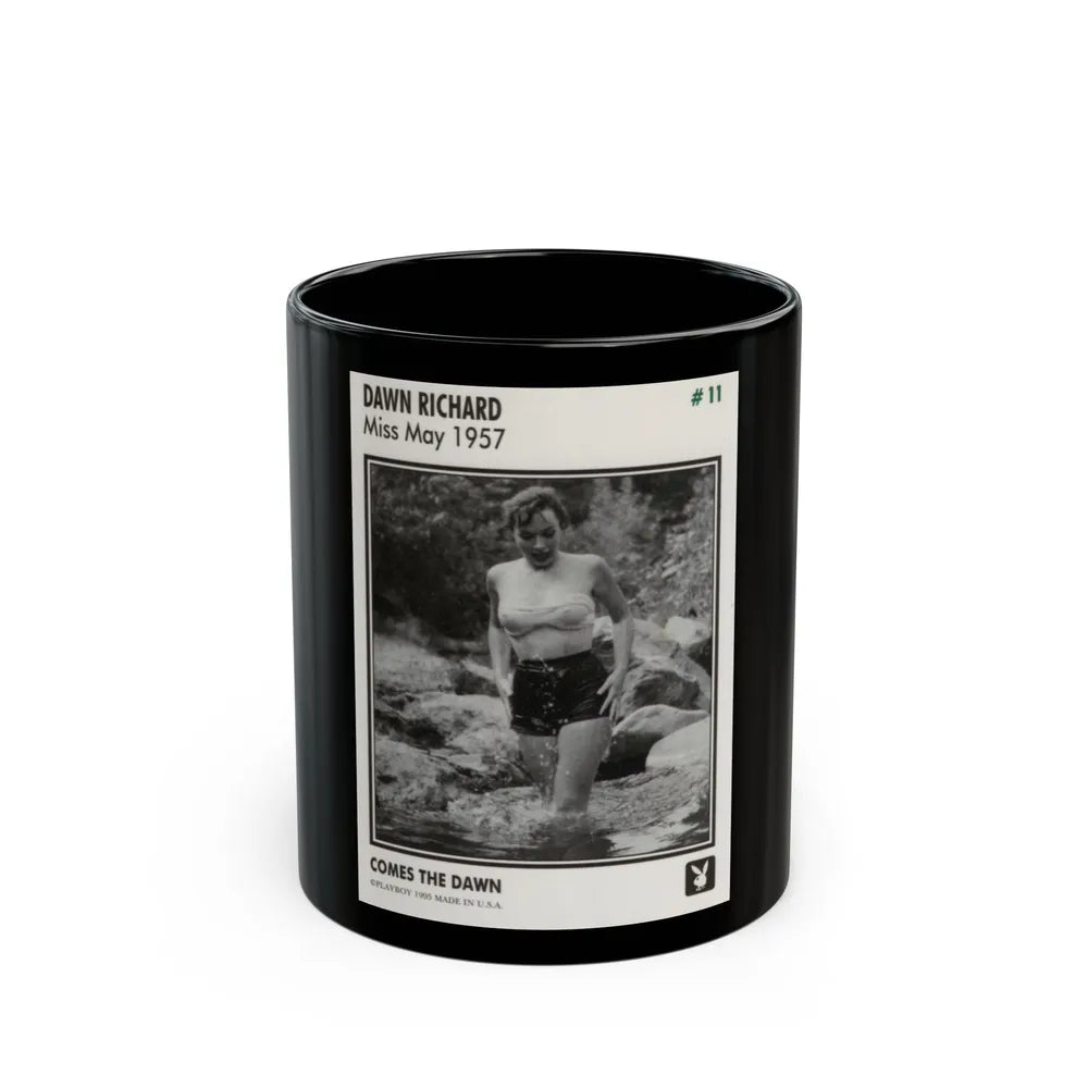 Dawn Richard #108 - Dawn on 2.5x3.5 Playboy Collector Card (Vintage Female Icon) Black Coffee Mug-11oz-Go Mug Yourself