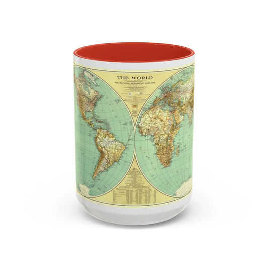 World Map (1935) (Map) Accent Coffee Mug-15oz-Red-Go Mug Yourself