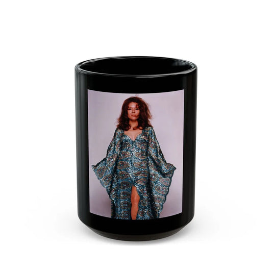 Diana Rigg #30 (Vintage Female Icon) Black Coffee Mug-15oz-Go Mug Yourself