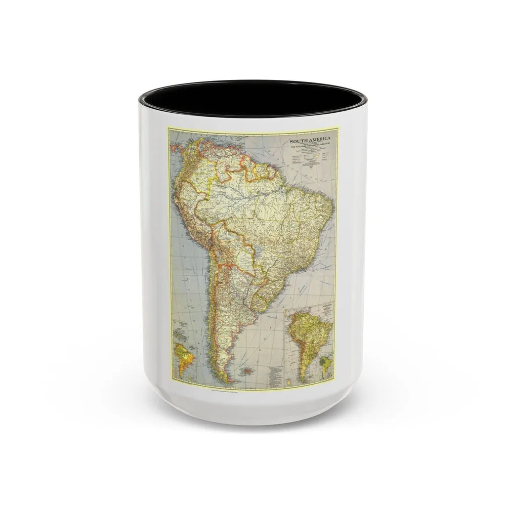 South America (1937) (Map) Accent Coffee Mug-15oz-Black-Go Mug Yourself