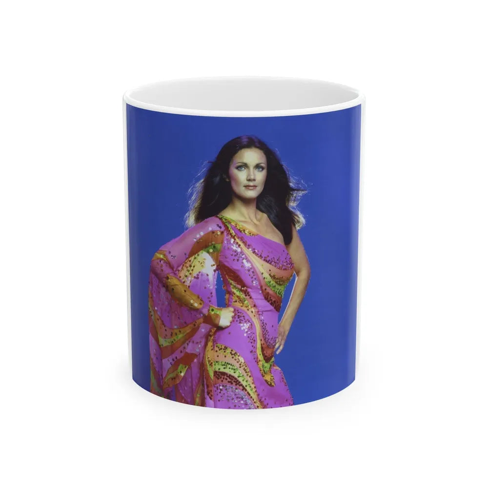 Lynda Carter #224 (Vintage Female Icon) White Coffee Mug-11oz-Go Mug Yourself