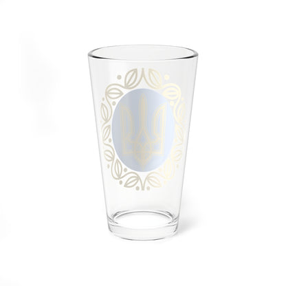 Coat of Arms of UNR harmonization of colours (Ukraine) (Coat of Arms) Pint Glass 16oz