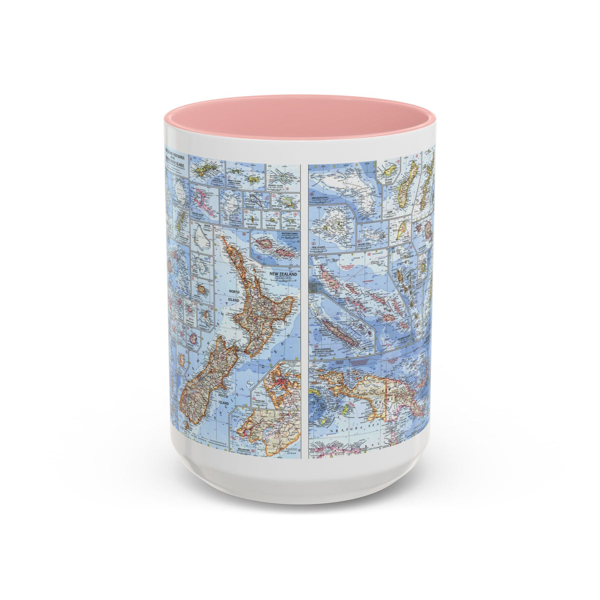New Zealand, New Guinea (1962) (Map) Accent Coffee Mug
