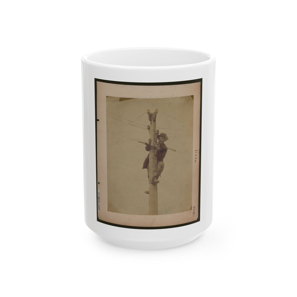 Worker Repairing Telegraph Line (U.S. Civil War) White Coffee Mug