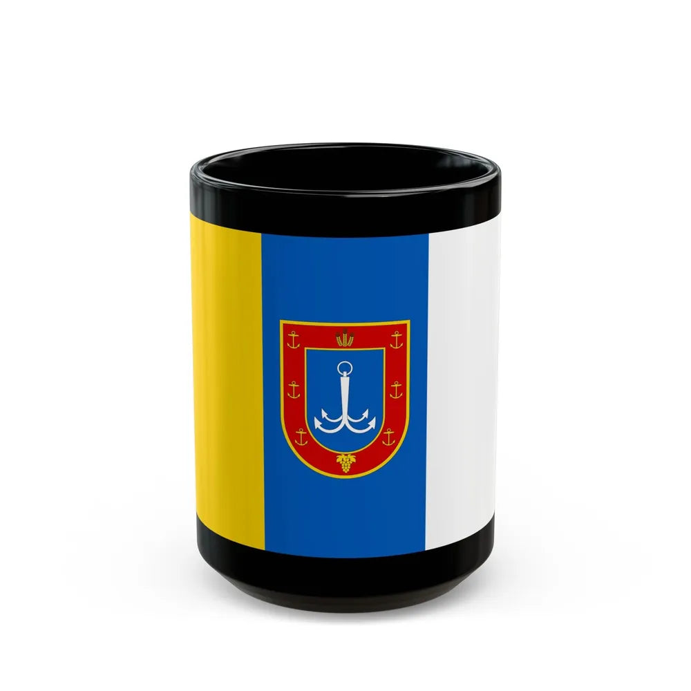 Flag of Odessa Oblast Ukraine - Black Coffee Mug-15oz-Go Mug Yourself