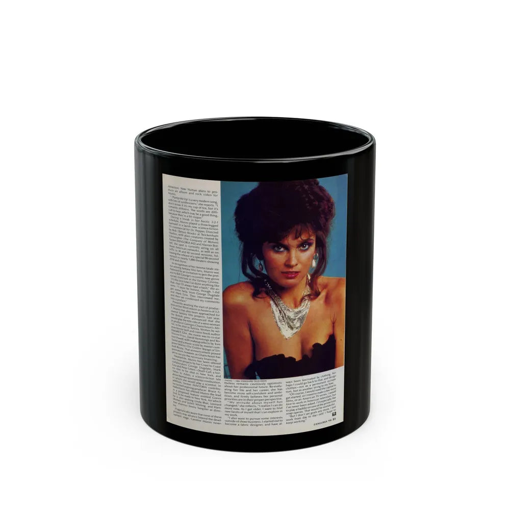 Caroline Munro #372 (Vintage Female Icon) Black Coffee Mug-11oz-Go Mug Yourself