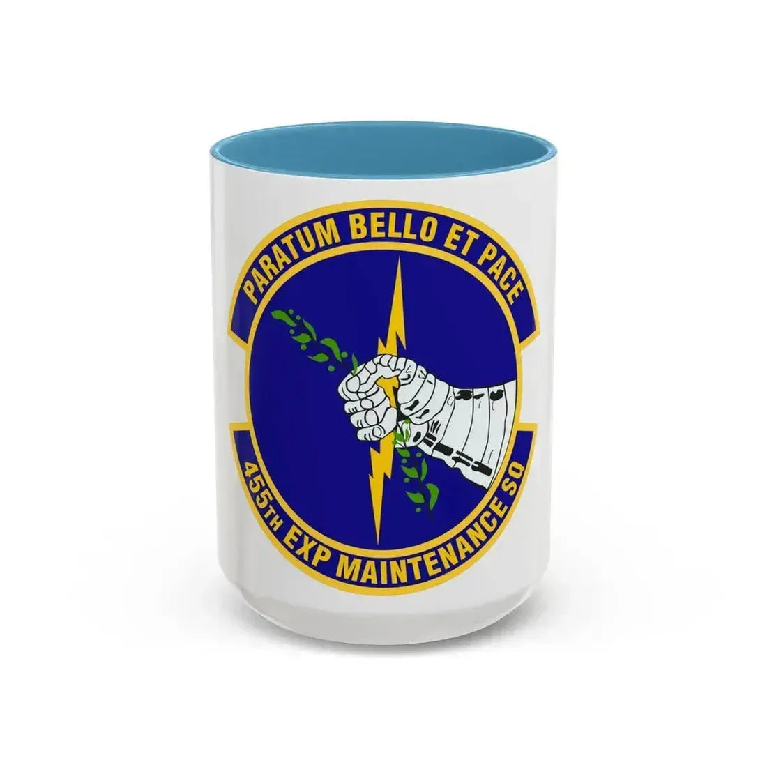 455th Expeditionary Maintenance Squadron (U.S. Air Force) Accent Coffee Mug 15oz Light Blue - Go Mug Yourself