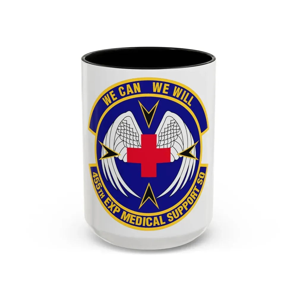 455th Expeditionary Medical Support Squadron (U.S. Air Force) Accent Coffee Mug 15oz Black - Go Mug Yourself