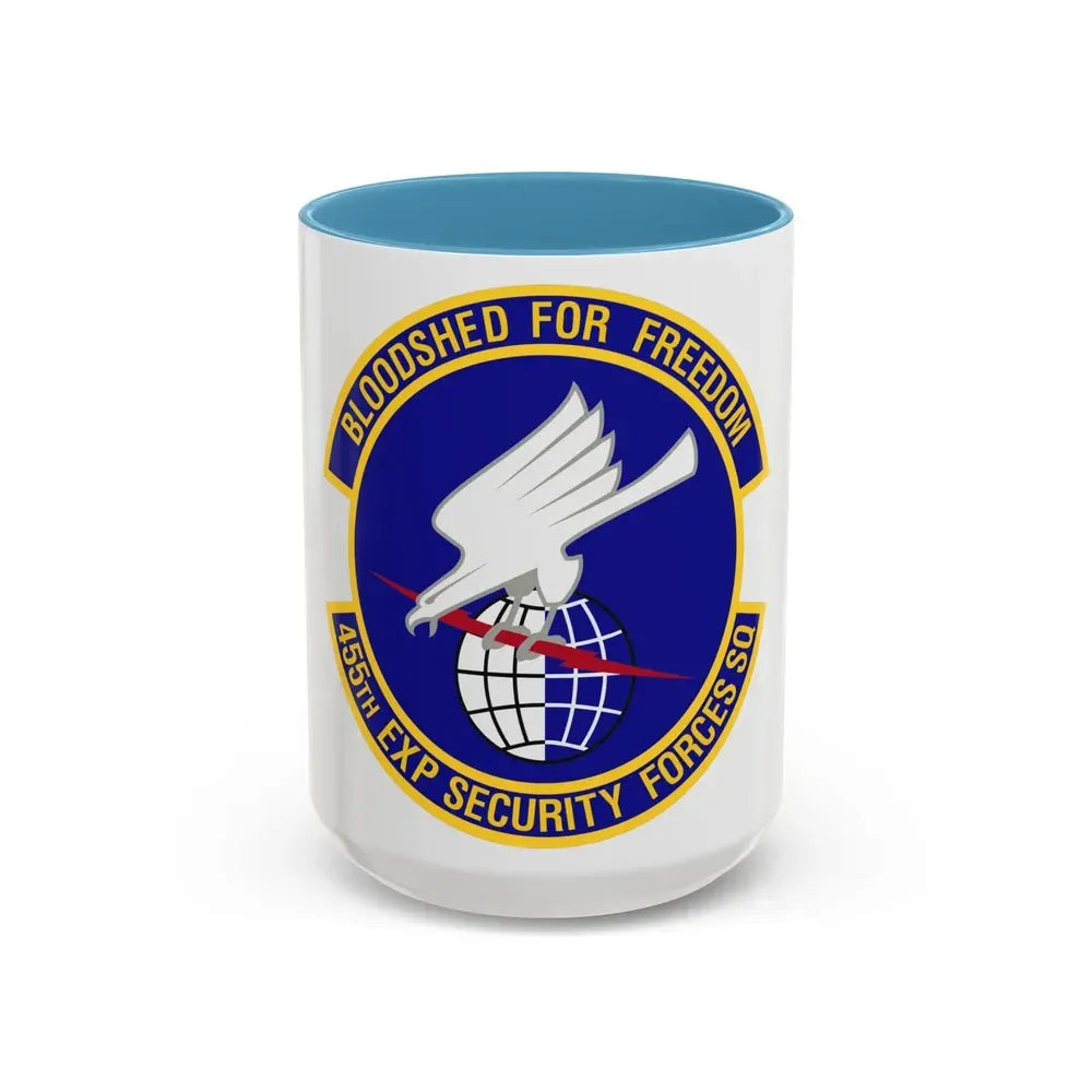 455th Expeditionary Security Forces Squadron (U.S. Air Force) Accent Coffee Mug 15oz Light Blue - Go Mug Yourself
