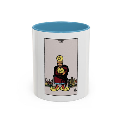 The 4 of Pentacles (Tarot Card) Accent Coffee Mug