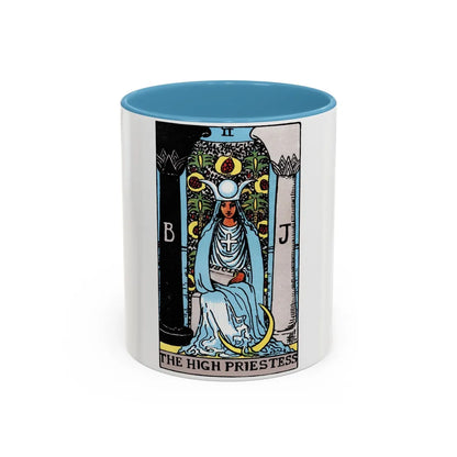 The High Priestess (Tarot Card) Accent Coffee Mug-11oz-Light Blue-Go Mug Yourself