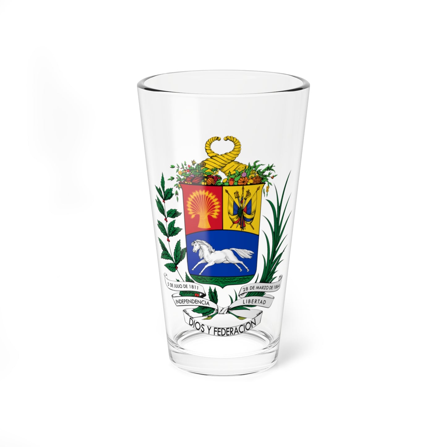 Escudo de Venezuela 1871-1905 (United States) (Coat of Arms) Pint Glass 16oz