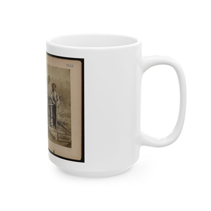 Military Railroad Operations In Northern Virginia  Men Standing On Railroad Track (U.S. Civil War) White Coffee Mug
