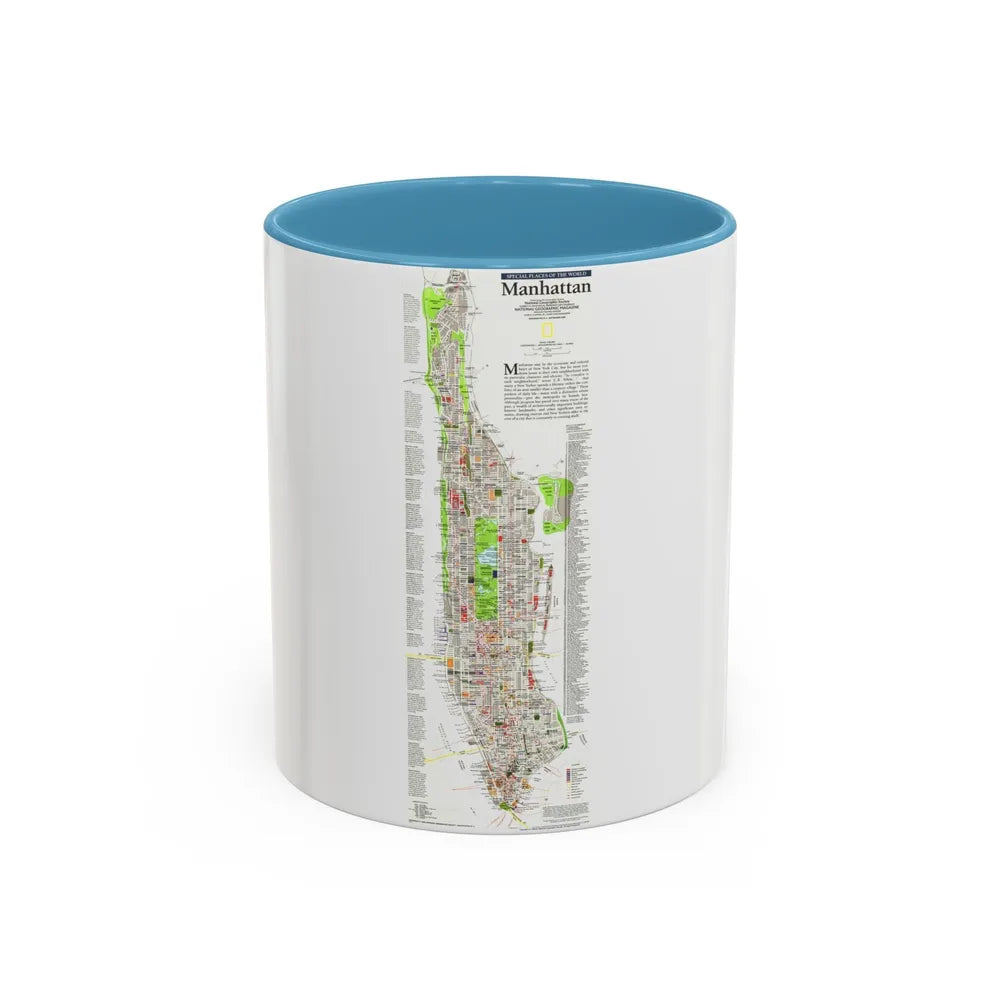 USA - Manhattan (1990) (Map) Accent Coffee Mug-11oz-Light Blue-Go Mug Yourself