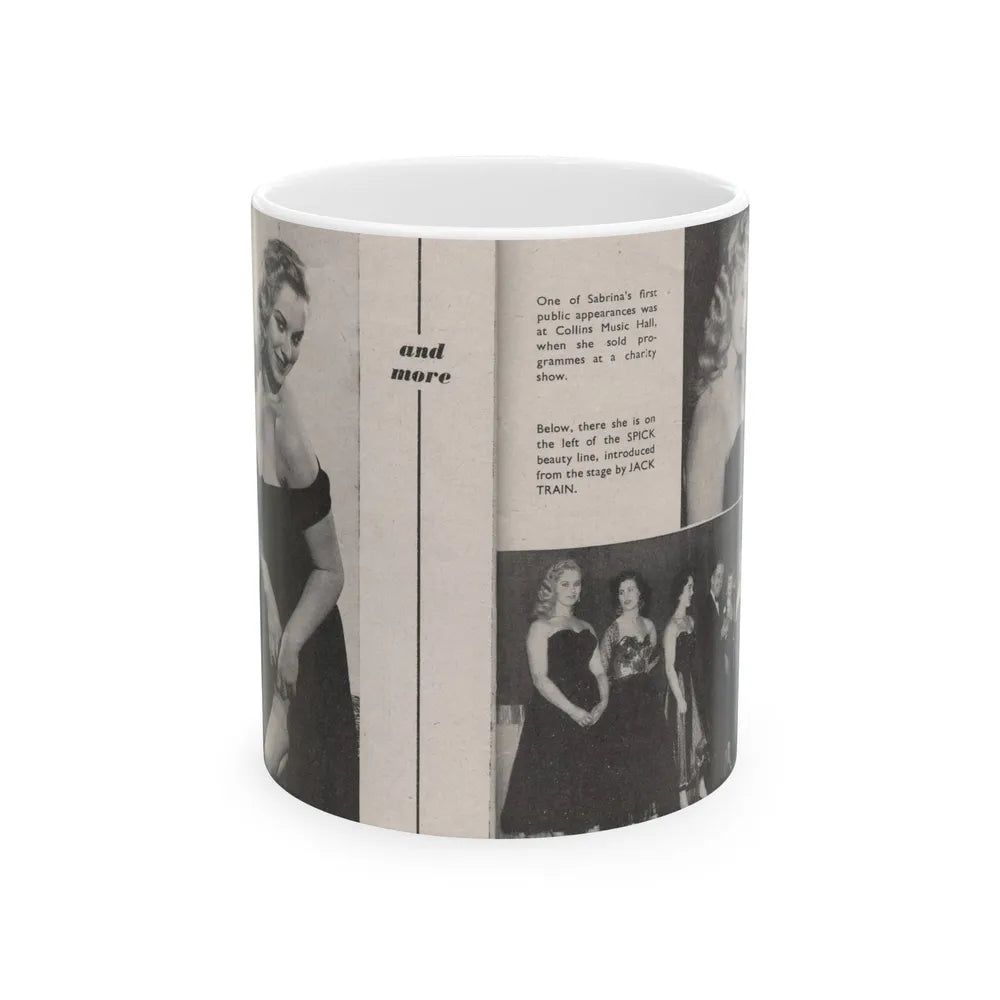 Norma Sykes #155 - 66 PHOTOGRAPHS OF Sabrina U.K. Pocket Mag. Pages 40 & 41 (Vintage Female Icon) White Coffee Mug-11oz-Go Mug Yourself