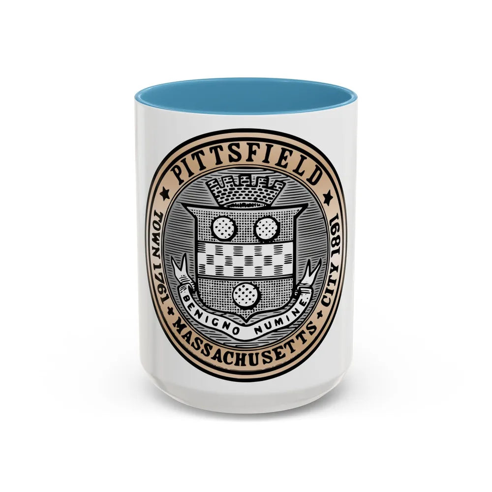 Seal of Pittsfield Massachusetts - Accent Coffee Mug-15oz-Light Blue-Go Mug Yourself