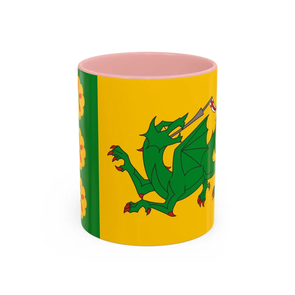 Flag of Evenley UK - Accent Coffee Mug-11oz-Pink-Go Mug Yourself