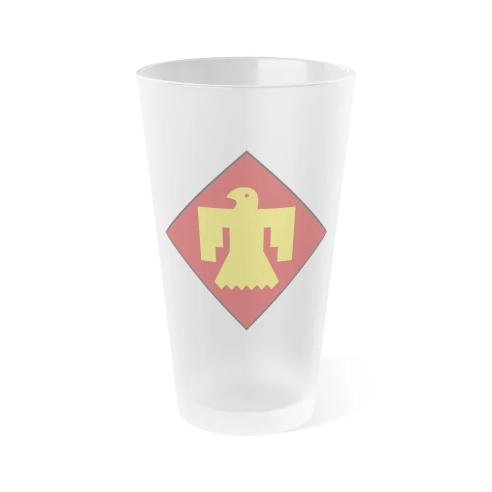 45th Infantry insignia thunderbird (U.S. Army) Frosted Pint Glass 16oz-Go Mug Yourself