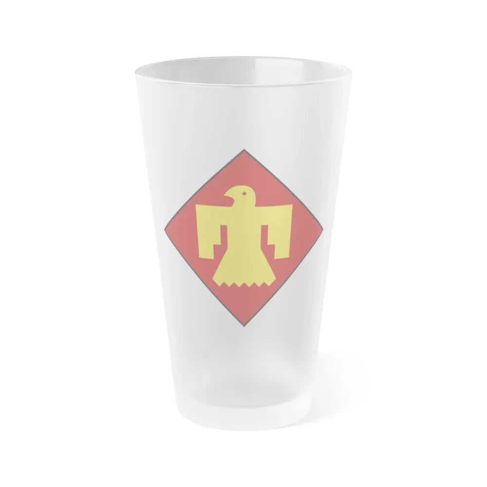 45th Infantry insignia thunderbird (U.S. Army) Frosted Pint Glass 16oz Default Title - Go Mug Yourself