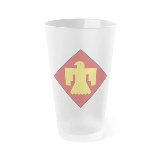 45th Infantry insignia thunderbird (U.S. Army) Frosted Pint Glass 16oz Default Title - Go Mug Yourself