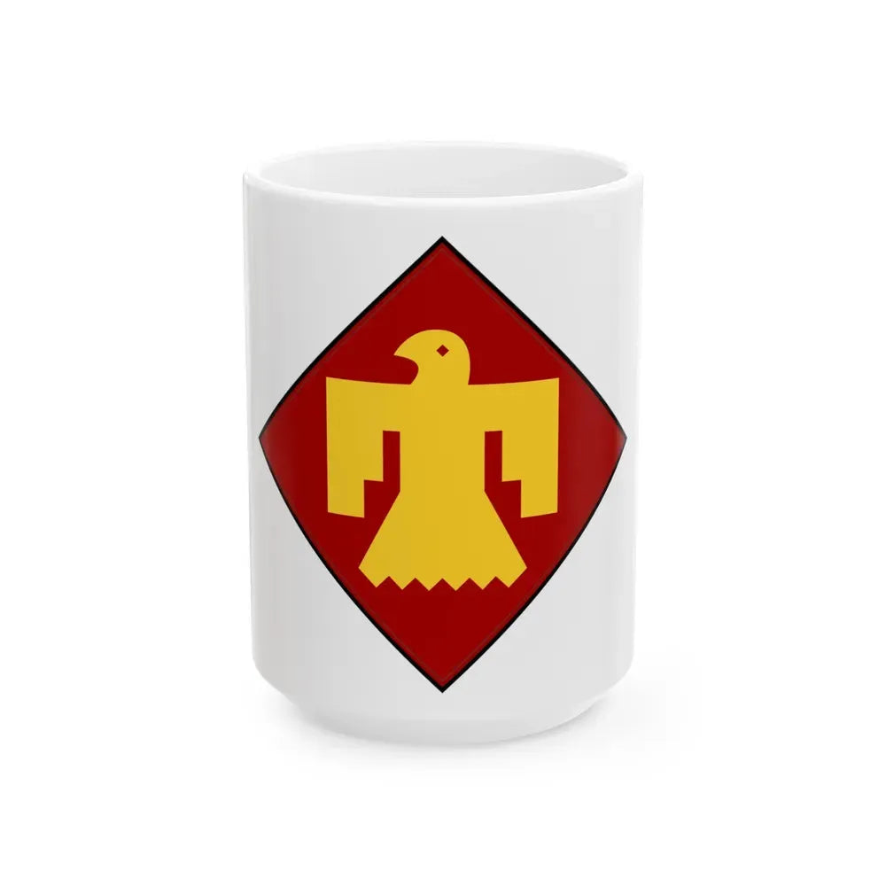 45th Infantry insignia thunderbird (U.S. Army) White Coffee Mug 15oz - Go Mug Yourself