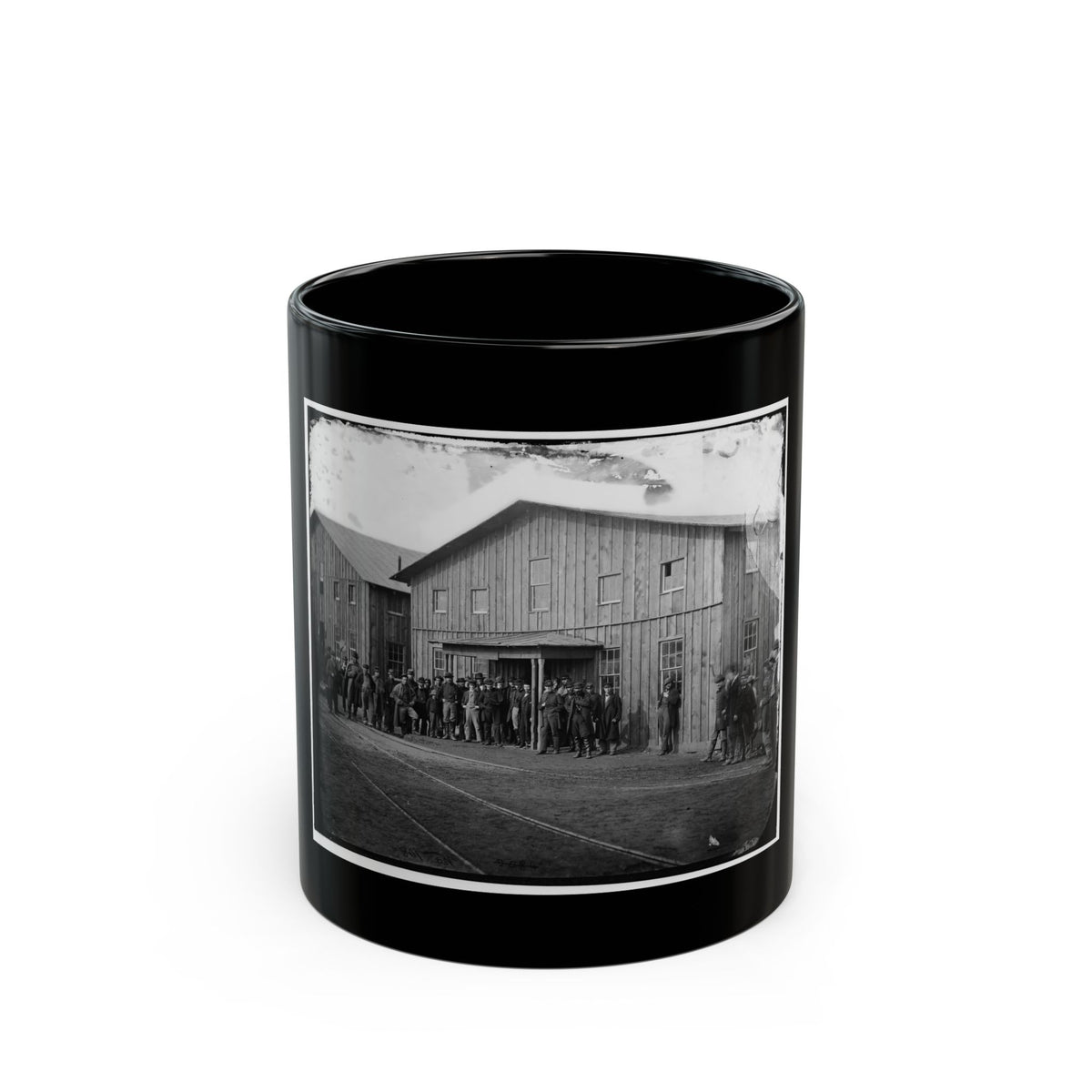 Aquia Creek Landing, Va. Personnel In Front Of Quartermaster's Office (U.S. Civil War) Black Coffee Mug