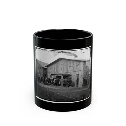 Aquia Creek Landing, Va. Personnel In Front Of Quartermaster's Office (U.S. Civil War) Black Coffee Mug