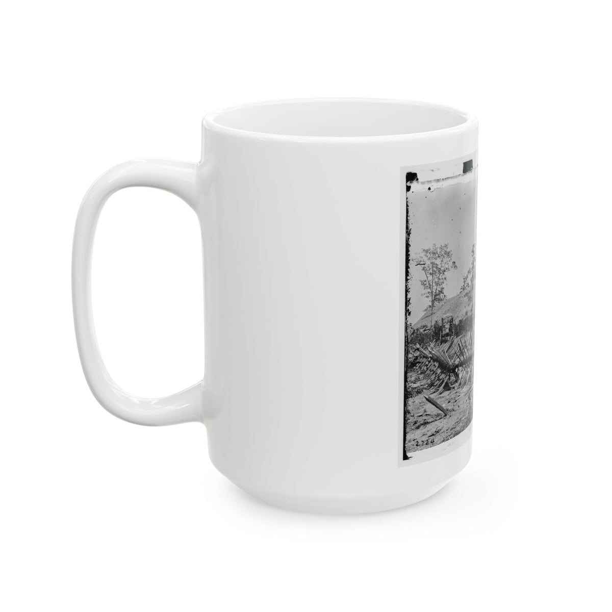 Atlanta, Ga. Chevaux-De-Frise On Marietta Street; Photographic Wagons And Darkroom Beyond (U.S. Civil War) White Coffee Mug
