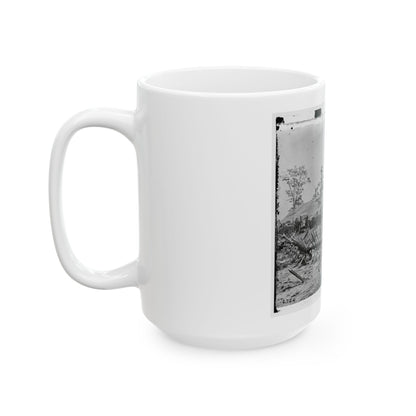 Atlanta, Ga. Chevaux-De-Frise On Marietta Street; Photographic Wagons And Darkroom Beyond (U.S. Civil War) White Coffee Mug