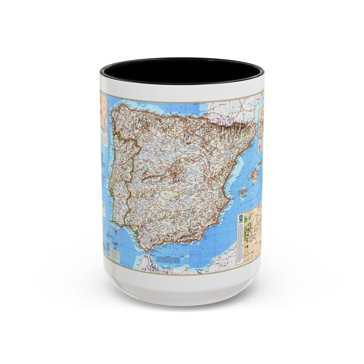 Spain and Portugal (1998) (Map) Accent Coffee Mug