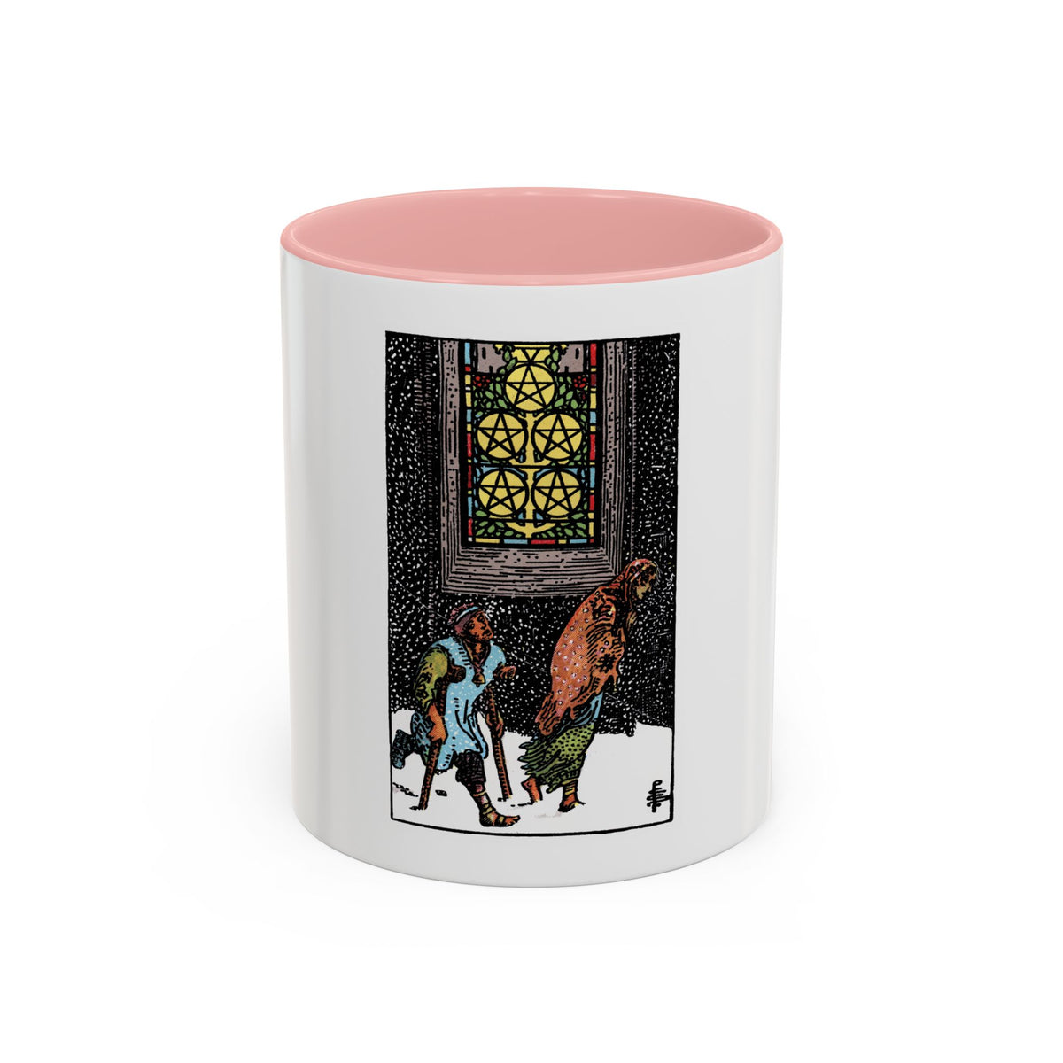 The 5 of Pentacles (Tarot Card) Accent Coffee Mug