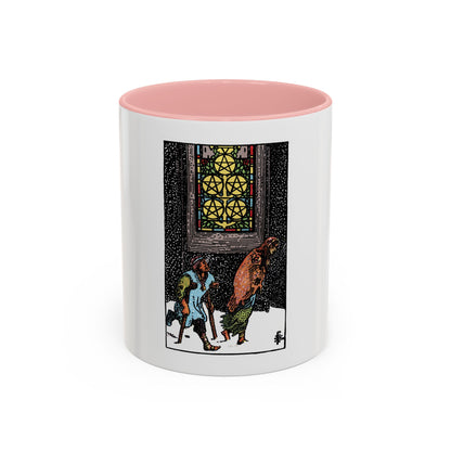 The 5 of Pentacles (Tarot Card) Accent Coffee Mug