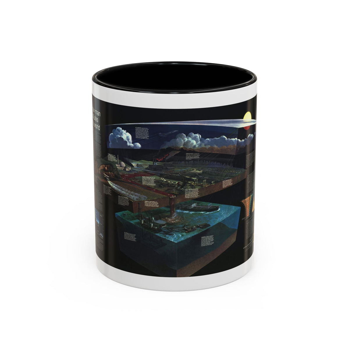 How Man Pollutes His World (1970) (Map) Accent Coffee Mug