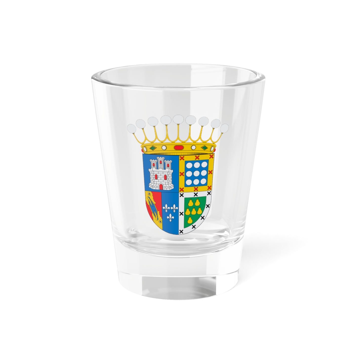 Escudo de los condes de la Puebla de Valverde (Spain) (Coat of Arms) Shot Glass 1.5oz