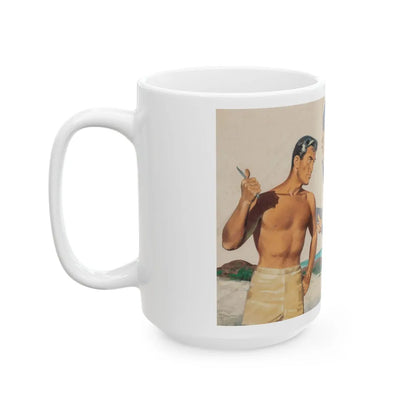 Couple and Cop, probable magazine illustration - White Coffee Mug-Go Mug Yourself