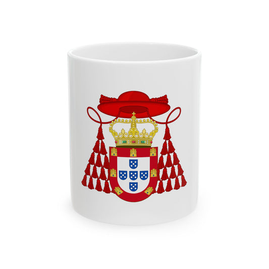 Cardinal's heraldic arms with a red hat and tassels above a gold crown and a shield of castles and blue shields.