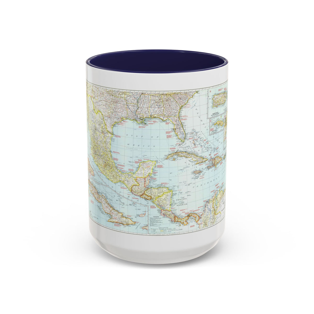Central America & West Indies (1939) (Map) Accent Coffee Mug