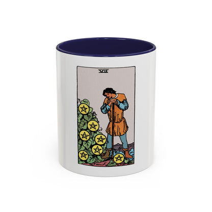 The 7 of Pentacles (Tarot Card) Accent Coffee Mug
