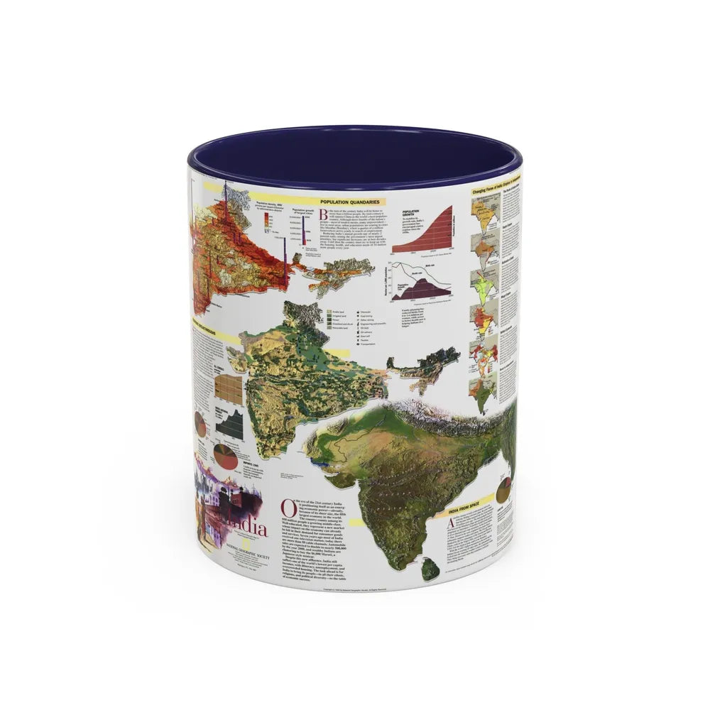 India (1997) (Map) Accent Coffee Mug-11oz-Navy-Go Mug Yourself